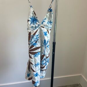 Zara Printed Linen Mini Dress Small